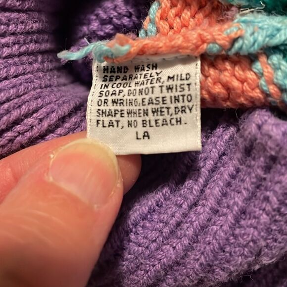 Gloria Vanderbilt Sweater Vest Vintage Knit Stripe Short Sleeve Purple Large - Picture 7 of 9